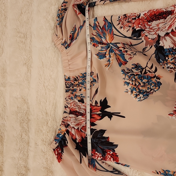 H&M off the shoulder top bloouse with balloon sleeves floral size M - Picture 6 of 11